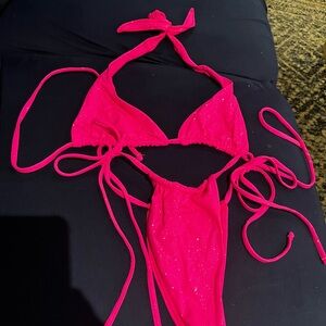Frankie's Bikinis Hot Pink Glitter Bikini